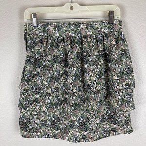 H&M Green Floral Tiered Asymmetric Skirt - 8